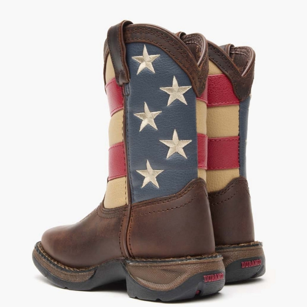 NWT Durango Kids 8" Brown Ametican Cow Boy Western Boots Size 4M - Picture 6 of 14